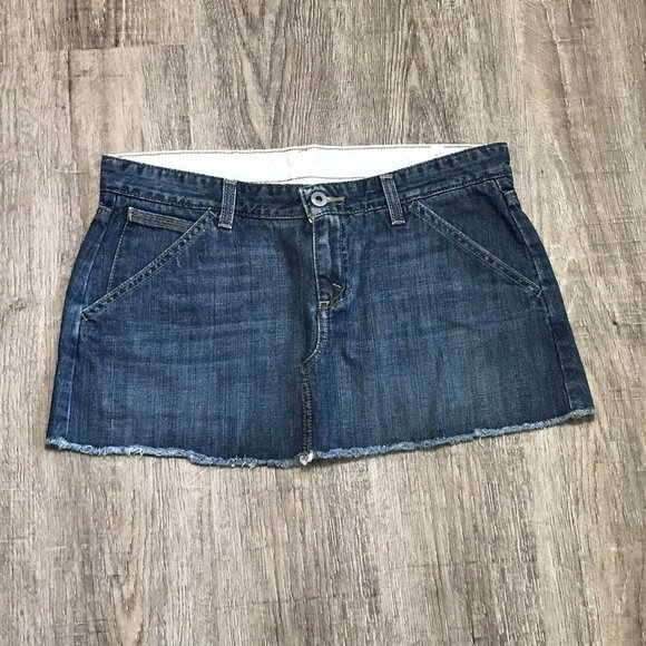 X2 Denim Jean Mini Skirt ~ Sz 6 ~ Blue - Picture 1 of 4